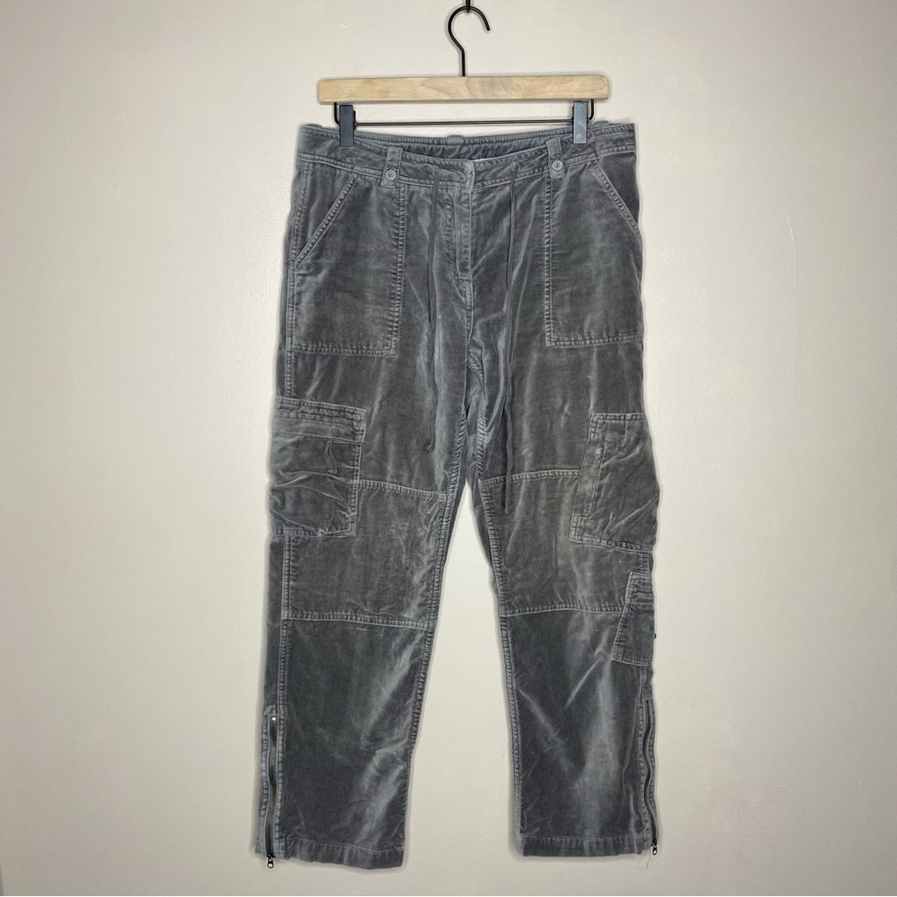 Sundance Women's Size 6P Petite Gray Velvet Cargo Zip Ankle Pants
